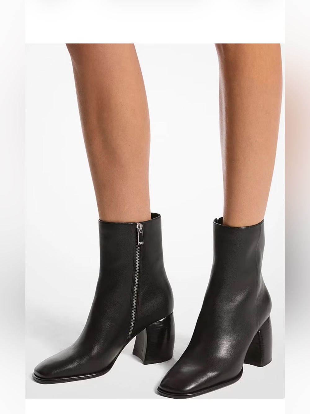 🛍️ NWT Michael Kors Black 100% Leather Square Toe Block Heel Booties SZ 8